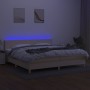 Cama box spring con colchón y LED tela crema 200x200 cm de vidaXL, Camas y somieres - Ref: Foro24-3133586, Precio: 553,12 €, ...