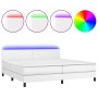Cama box spring colchón y LED cuero sintético blanco 200x200 cm de vidaXL, Camas y somieres - Ref: Foro24-3134124, Precio: 59...