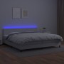 Cama box spring colchón y LED cuero sintético blanco 200x200 cm de vidaXL, Camas y somieres - Ref: Foro24-3134124, Precio: 59...