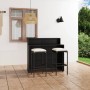 Set muebles de bar para jardín 3 piezas y cojines negro en Conjuntos de jardín | Comprar online en Foru.es