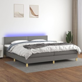 Cama box spring con colchón y LED tela gris oscuro 200x200 cm de vidaXL, Camas y somieres - Ref: Foro24-3133662, Precio: 554,...
