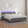 Cama box spring colchón y LED cuero sintético gris 180x200 cm de vidaXL, Camas y somieres - Ref: Foro24-3134121, Precio: 537,...