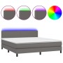 Cama box spring colchón y LED cuero sintético gris 180x200 cm de vidaXL, Camas y somieres - Ref: Foro24-3134121, Precio: 537,...