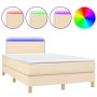 Cama box spring con colchón y LED tela crema 120x200 cm de vidaXL, Camas y somieres - Ref: Foro24-3133626, Precio: 381,10 €, ...