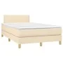 Box spring bed with mattress and LED cream fabric 120x200 cm by vidaXL, Beds and slatted bases - Ref: Foro24-3133626, Price: ...
