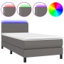 Cama box spring y colchón LED cuero sintético gris 90x190 cm de vidaXL, Camas y somieres - Ref: Foro24-3134139, Precio: 292,6...