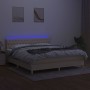 Cama box spring con colchón y LED tela crema 160x200 cm de vidaXL, Camas y somieres - Ref: Foro24-3133970, Precio: 520,11 €, ...