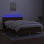 Cama box spring con colchón LED tela marrón oscuro 140x200 cm de vidaXL, Camas y somieres - Ref: Foro24-3133960, Precio: 450,...