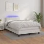 Box spring bed with mattress and LED white synthetic leather 120x200 cm by vidaXL, Beds and slatted bases - Ref: Foro24-31341...