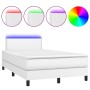 Cama box spring colchón y LED cuero sintético blanco 120x200 cm de vidaXL, Camas y somieres - Ref: Foro24-3134154, Precio: 39...