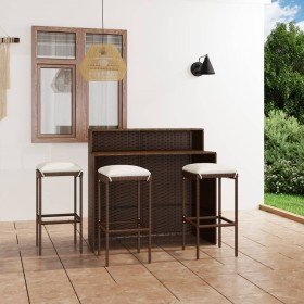 Juego de muebles de bar para jardín 4 piezas y cojines marrón en Conjuntos de jardín | Comprar online en Foru.es