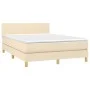 Boxspringbett mit Matratze und LED-Cremestoff 140x200 cm von vidaXL, Betten und Lattenroste - Ref: Foro24-3133562, Preis: 435...