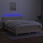 Cama box spring con colchón y LED tela crema 140x200 cm de vidaXL, Camas y somieres - Ref: Foro24-3133562, Precio: 450,57 €, ...