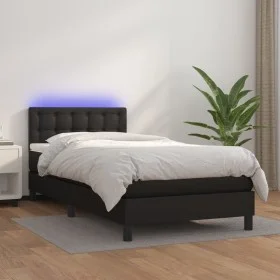 Cama box spring y colchón LED cuero sintético negro 80x200 cm de vidaXL, Camas y somieres - Ref: Foro24-3134189, Precio: 266,...