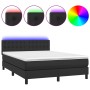 Cama box spring colchón y LED cuero sintético negro 140x190 cm de vidaXL, Camas y somieres - Ref: Foro24-3134219, Precio: 469...