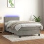Cama box spring colchón y LED terciopelo gris claro 90x190 cm de vidaXL, Camas y somieres - Ref: Foro24-3134255, Precio: 286,...