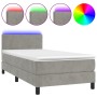 Cama box spring colchón y LED terciopelo gris claro 90x190 cm de vidaXL, Camas y somieres - Ref: Foro24-3134255, Precio: 286,...