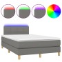 Cama box spring con colchón y LED tela gris oscuro 120x200 cm de vidaXL, Camas y somieres - Ref: Foro24-3133702, Precio: 391,...