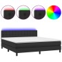 Cama box spring colchón y LED cuero sintético negro 180x200 cm de vidaXL, Camas y somieres - Ref: Foro24-3134237, Precio: 549...