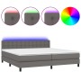 Cama box spring colchón y LED cuero sintético gris 200x200 cm de vidaXL, Camas y somieres - Ref: Foro24-3134247, Precio: 618,...