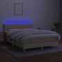Cama box spring con colchón y LED tela crema 140x200 cm de vidaXL, Camas y somieres - Ref: Foro24-3133722, Precio: 443,97 €, ...