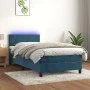 Box spring bed with mattress and LED dark blue velvet 90x190 cm by vidaXL, Beds and slatted bases - Ref: Foro24-3134259, Pric...