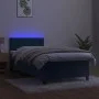Box spring bed with mattress and LED dark blue velvet 90x190 cm by vidaXL, Beds and slatted bases - Ref: Foro24-3134259, Pric...