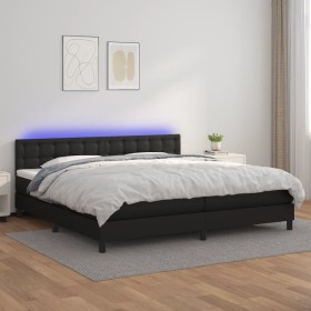 Cama box spring colchón y LED cuero sintético negro 200x200 cm de vidaXL, Camas y somieres - Ref: Foro24-3134243, Precio: 551...