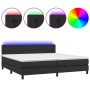 Cama box spring colchón y LED cuero sintético negro 200x200 cm de vidaXL, Camas y somieres - Ref: Foro24-3134243, Precio: 551...