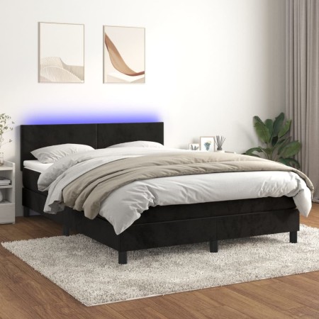 Cama box spring colchón y LED terciopelo negro 140x190 cm de vidaXL, Camas y somieres - Ref: Foro24-3134281, Precio: 416,91 €...