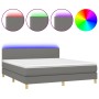 Cama box spring con colchón y LED tela gris oscuro 160x200 cm de vidaXL, Camas y somieres - Ref: Foro24-3133566, Precio: 504,...
