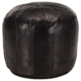 Puf negro 40x35 cm cuero genuino de cabra de vidaXL, Otomanas - Ref: Foro24-248131, Precio: 94,77 €, Descuento: %