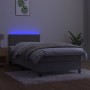 Cama box spring colchón y LED terciopelo gris claro 90x200 cm de vidaXL, Camas y somieres - Ref: Foro24-3134261, Precio: 293,...
