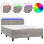Cama box spring colchón y LED terciopelo gris claro 140x190 cm de vidaXL, Camas y somieres - Ref: Foro24-3134279, Precio: 450...
