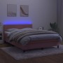 Cama box spring colchón y LED terciopelo rosa 140x190 cm de vidaXL, Camas y somieres - Ref: Foro24-3134284, Precio: 442,27 €,...