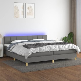 Cama box spring con colchón y LED tela gris oscuro 200x200 cm de vidaXL, Camas y somieres - Ref: Foro24-3133742, Precio: 574,...