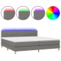 Cama box spring con colchón y LED tela gris oscuro 200x200 cm de vidaXL, Camas y somieres - Ref: Foro24-3133742, Precio: 574,...