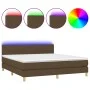 Box spring bed with LED mattress dark brown fabric 180x200 cm by vidaXL, Beds and slatted bases - Ref: Foro24-3133736, Price:...