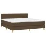 Box spring bed with LED mattress dark brown fabric 180x200 cm by vidaXL, Beds and slatted bases - Ref: Foro24-3133736, Price:...