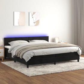 Cama box spring colchón y LED terciopelo negro 200x200 cm de vidaXL, Camas y somieres - Ref: Foro24-3134305, Precio: 576,61 €...