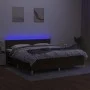Box spring bed with LED mattress dark brown fabric 180x200 cm by vidaXL, Beds and slatted bases - Ref: Foro24-3133736, Price:...