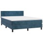 Cama box spring colchón y LED terciopelo azul oscuro 140x190 cm de vidaXL, Camas y somieres - Ref: Foro24-3134283, Precio: 41...