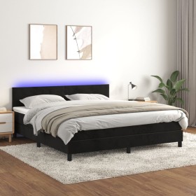Cama box spring colchón y LED terciopelo negro 160x200 cm de vidaXL, Camas y somieres - Ref: Foro24-3134293, Precio: 478,52 €...