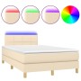 Cama box spring con colchón y LED tela crema 120x200 cm de vidaXL, Camas y somieres - Ref: Foro24-3133706, Precio: 385,95 €, ...
