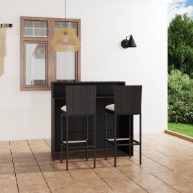 Set muebles de bar para jardín 3 piezas y cojines negro en Conjuntos de jardín | Comprar online en Foru.es