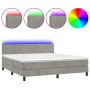 Cama box spring colchón y LED terciopelo gris claro 180x200 cm de vidaXL, Camas y somieres - Ref: Foro24-3134297, Precio: 515...