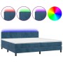 Cama box spring colchón y LED terciopelo azul oscuro 200x200 cm de vidaXL, Camas y somieres - Ref: Foro24-3134307, Precio: 57...