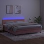 Cama box spring colchón y LED terciopelo rosa 160x200 cm de vidaXL, Camas y somieres - Ref: Foro24-3134296, Precio: 461,00 €,...