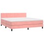 Cama box spring colchón y LED terciopelo rosa 160x200 cm de vidaXL, Camas y somieres - Ref: Foro24-3134296, Precio: 461,00 €,...