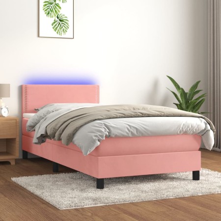 Cama box spring colchón y LED terciopelo rosa 80x200 cm de vidaXL, Camas y somieres - Ref: Foro24-3134314, Precio: 272,26 €, ...